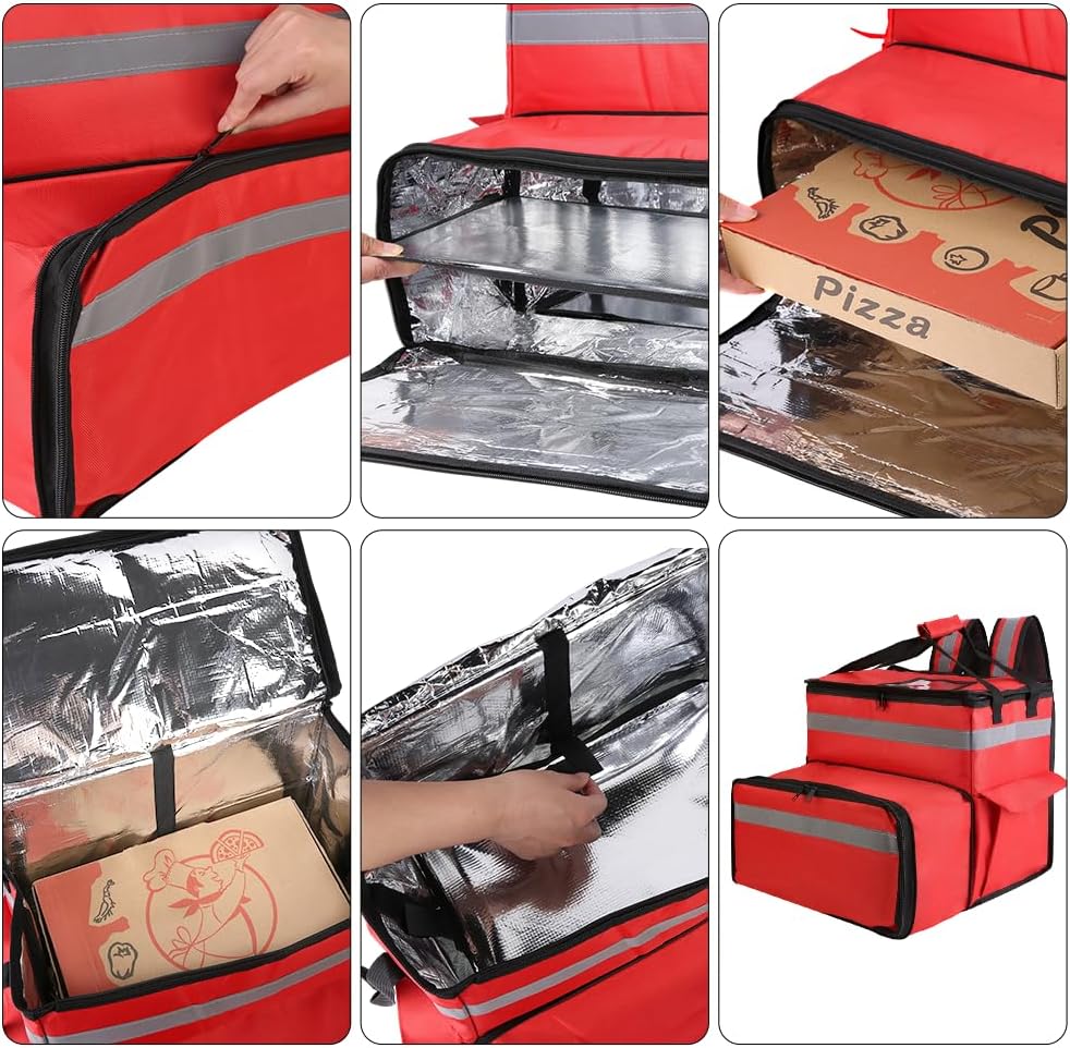 Insulated Food Delivery Backpack with Cup Holders, Expandable Bag