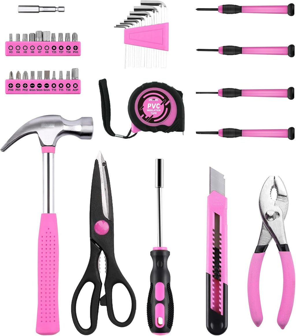 DOWELL Tool Set, 40 Pcs Tool Kit, Screwdriver Set With Storage Case, Pink
