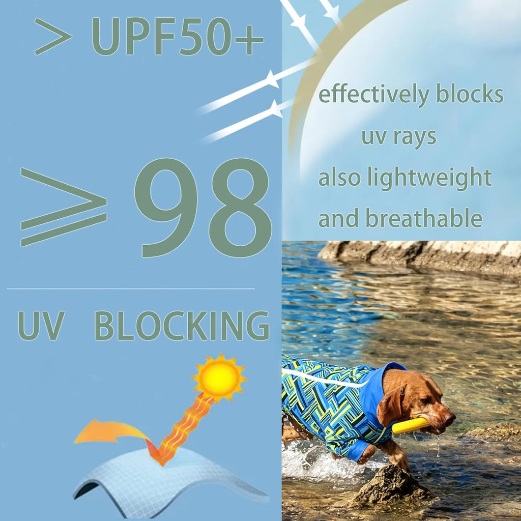 Dog Anxiety Relief Pajamas, Dog Sun Protection UV Shirt for Medium Small Large Dogs, Breathable UPF 50+ Pet Clothes for Outdoor, Travel, Beach Gear