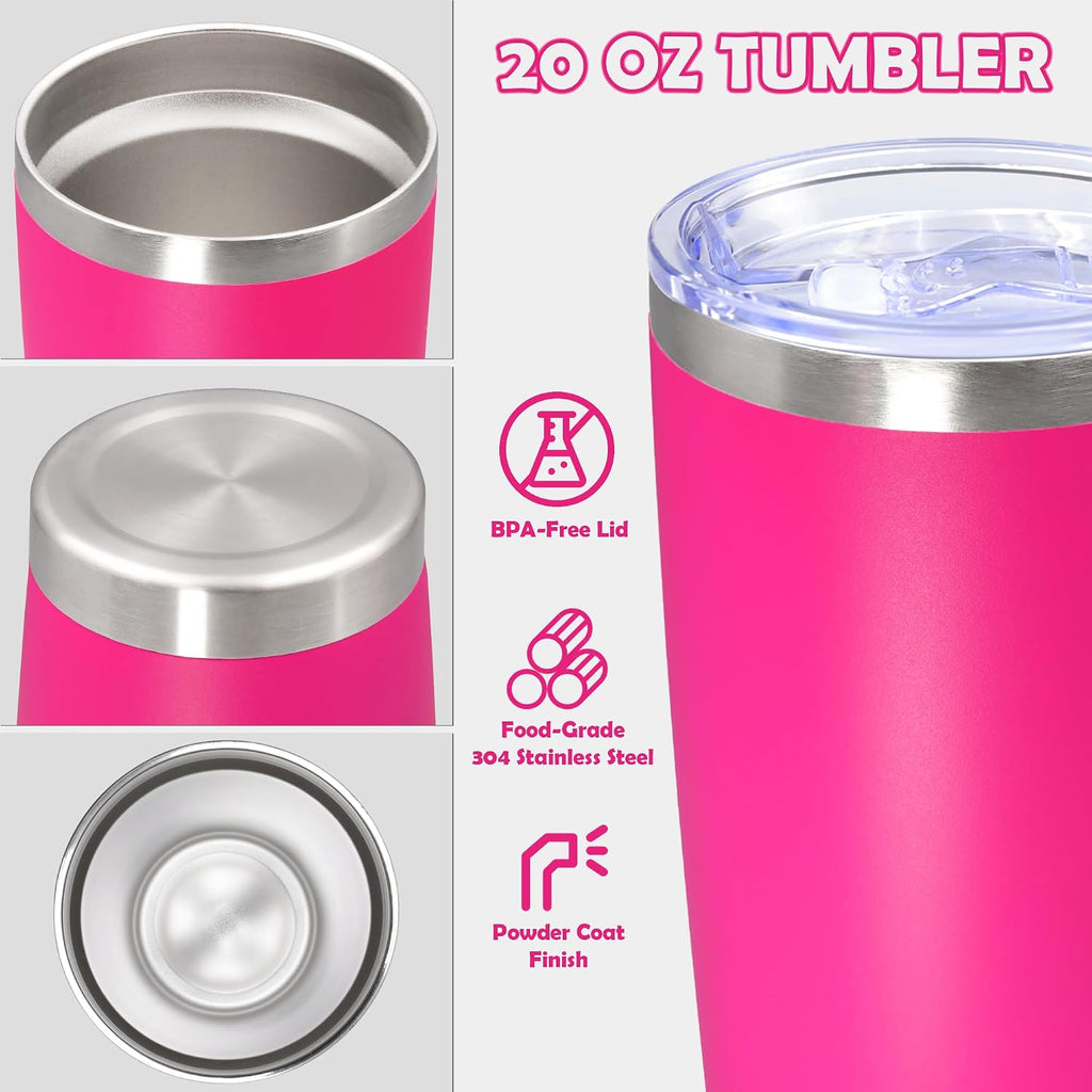 20oz Tumbler Stainless Steel Tumbler Coffee Tumbler with Lid Hot Pink, 4P