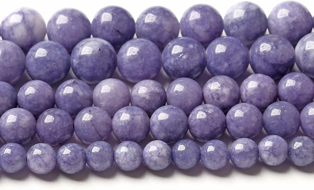 75PCS 10MM Lavender Purple Chalcedony Stone Loose Beads for Jewelry Making DIY Bracelet Necklace