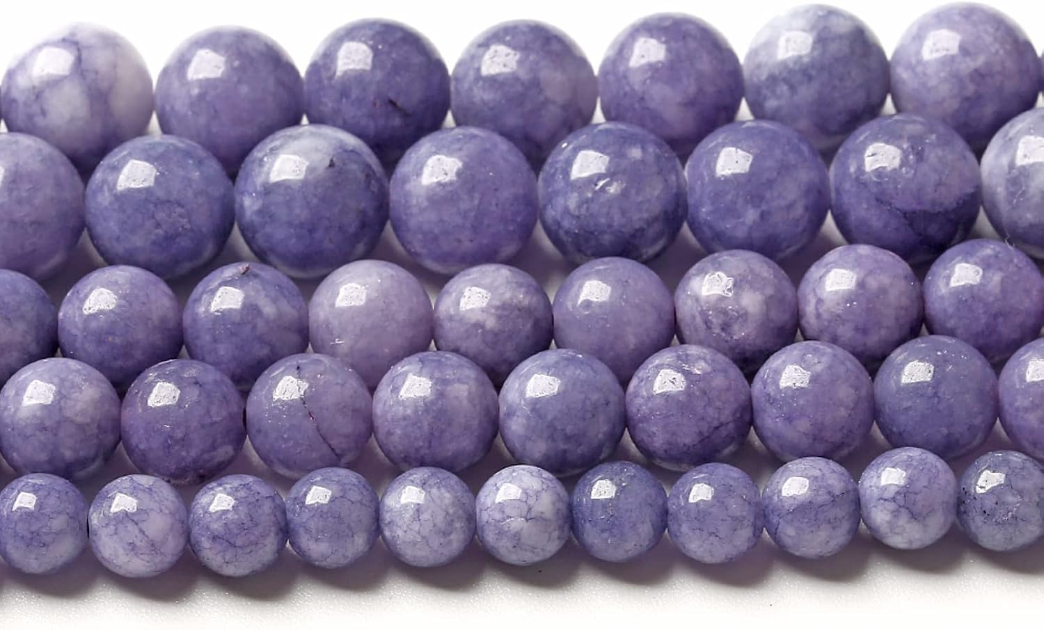 75PCS 10MM Lavender Purple Chalcedony Stone Loose Beads for Jewelry Making DIY Bracelet Necklace