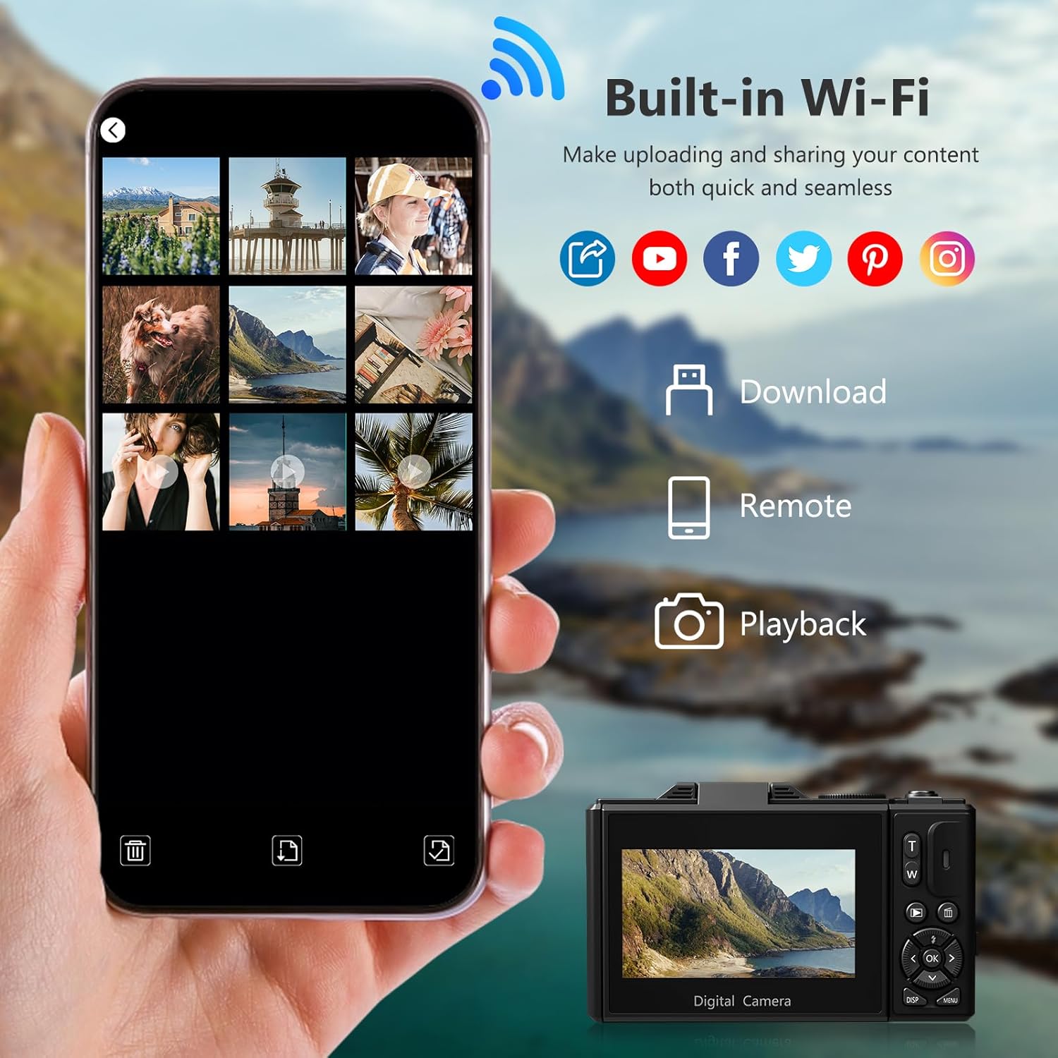 VJIANGER 4K Digital Camera, Vlogging Camera with 180° Flip Screen
