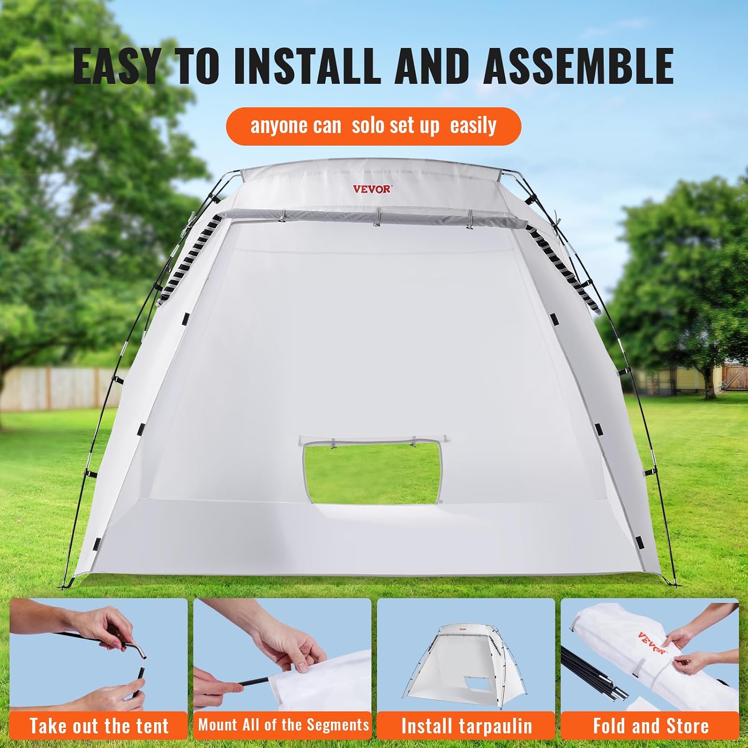 VEVOR Portable Paint Booth, Larger Spray Paint Tent with Built-in Floor & Mesh Screen & Windproof Hooks, Painting Tent Station for Furniture DIY Hobby Tool, 7.5x5.2x5.2ft Spray Paint Shelter