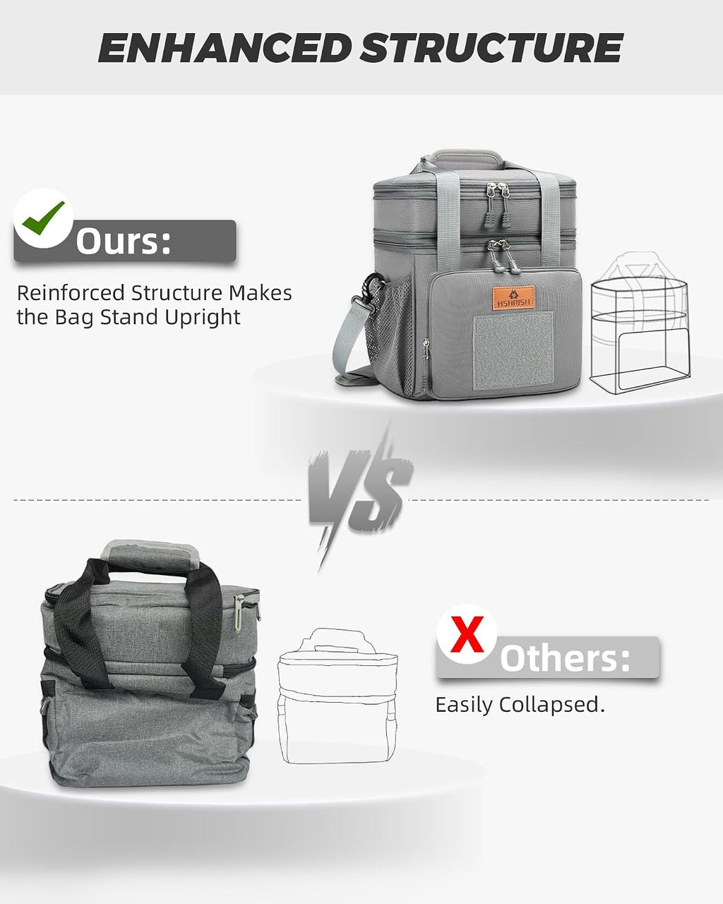 Expandable Large Tactical Lunch Box for Adults, Durable Insulated Lunch Bag with Lots of Storage Space, Cooler Bag for Men Women Work Outdoor Picnic Trips, 24 Cans/16 L, HSHRISH