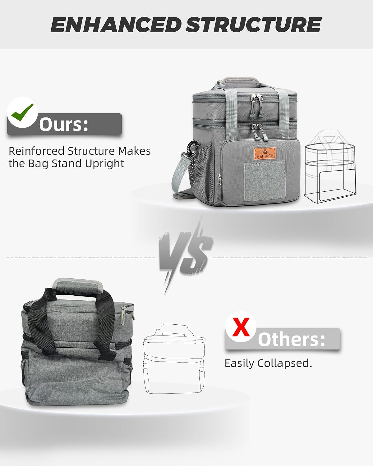 Expandable Large Tactical Lunch Box for Adults, Durable Insulated Lunch Bag with Lots of Storage Space, Cooler Bag for Men Women Work Outdoor Picnic Trips, 24 Cans/16 L, HSHRISH