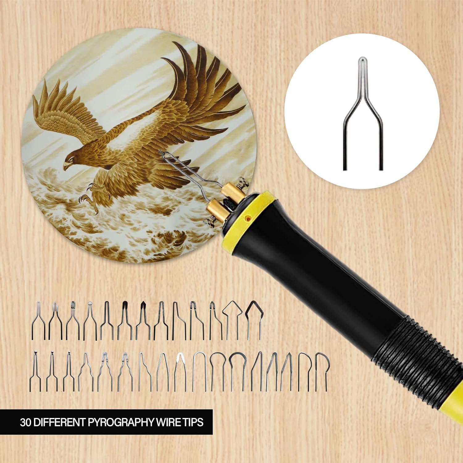 FIRElood Wood Burning Tool,Wood Burning kit Pen 25~750℃,Professional Wood Burning kit,with Digital Thermometer Temperature Adjustable Temperature,1 Wood Burning pens, 30 Wood Burning Pen Tips