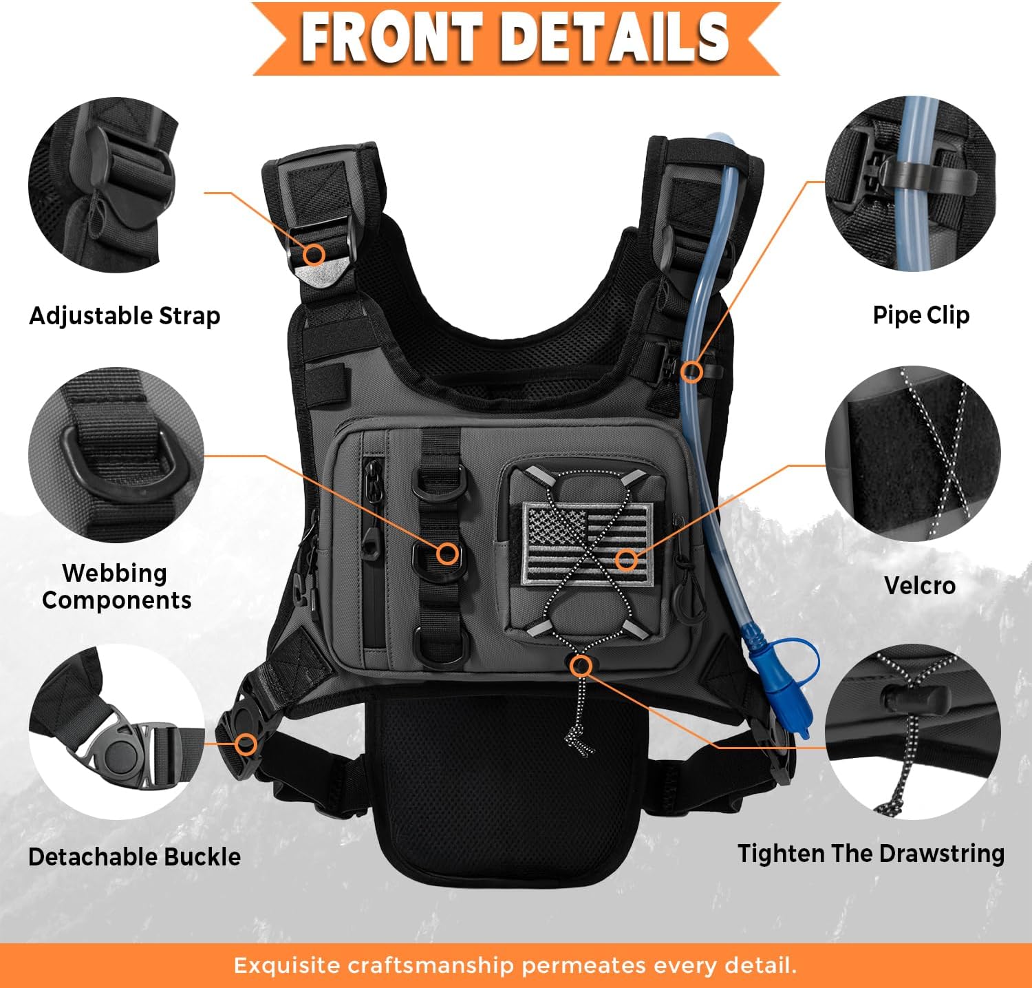 Outdoor Hydration Vest for Running & Hiking, Lightweight Breathable Water Backpack with 2.0L Bladder, Bounce-Free Chest Pack for Marathon, Cycling, Trekking for Men and Women