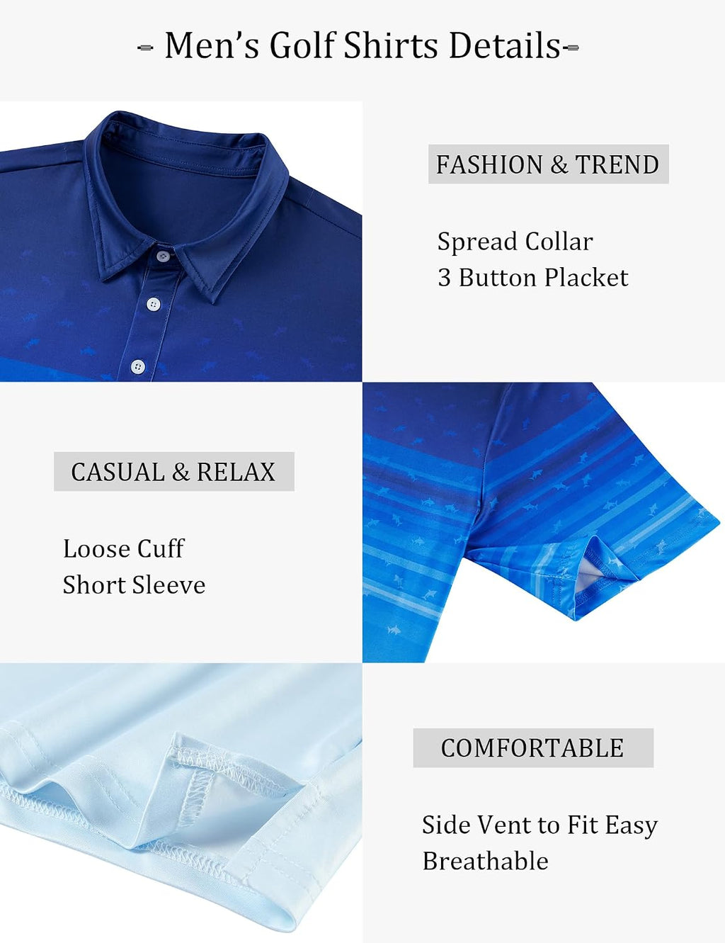 Cozople Golf Polo Shirts for Men Short Sleeve Dry Fit Performance Athletic