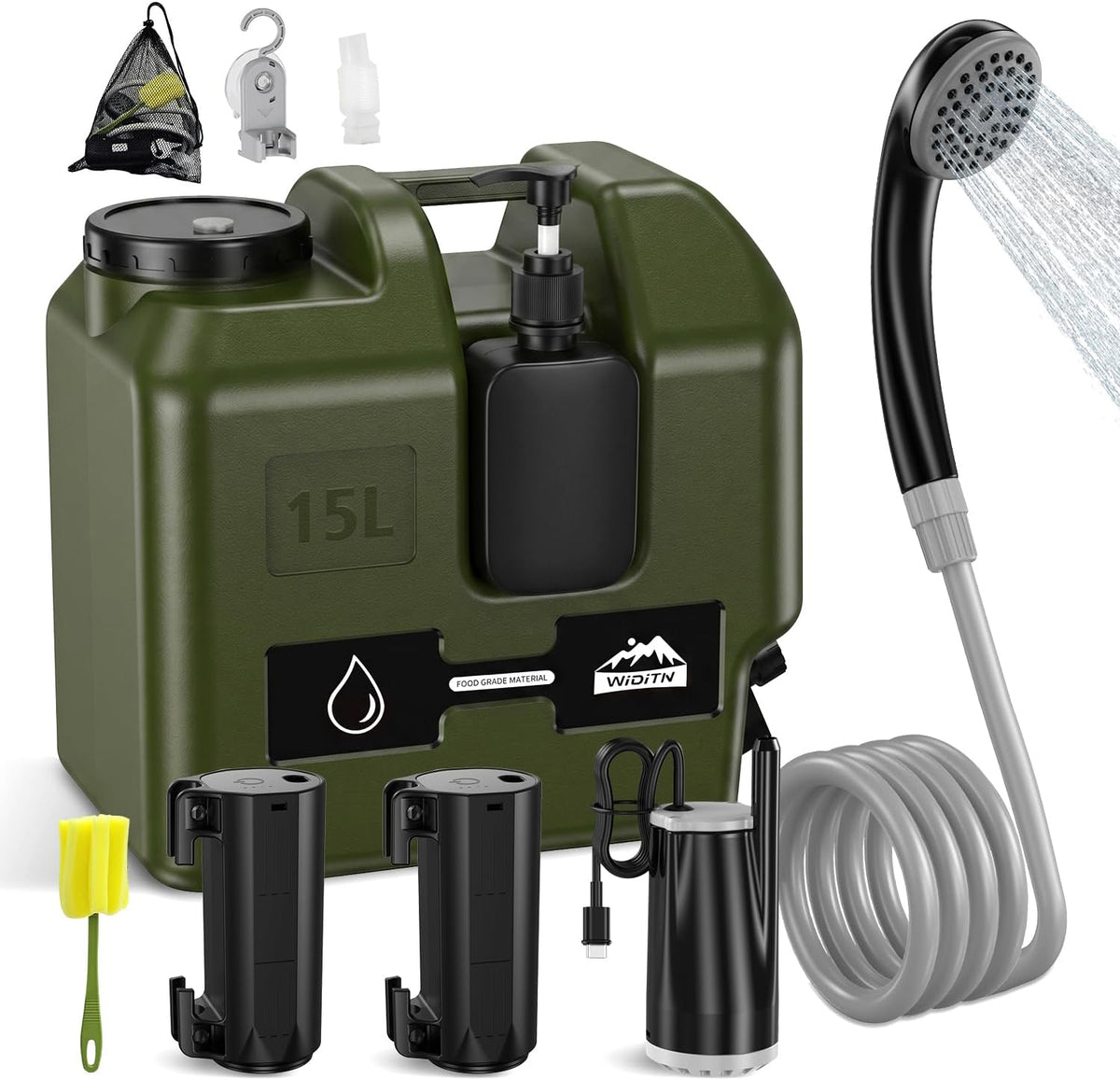 Portable Camping Shower with Water Jug Powerful Spray