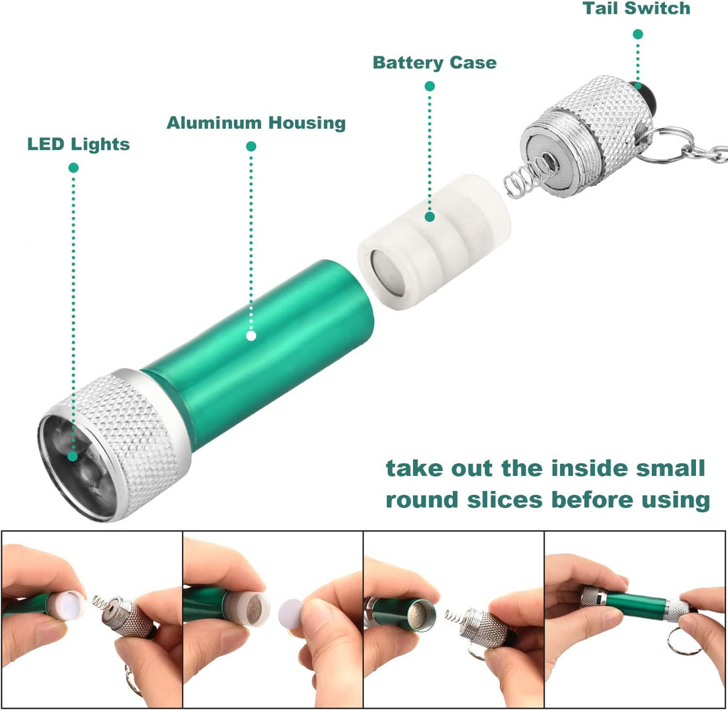 Honoson 30 Pcs Mini LED Keychain Flashlight Bulk