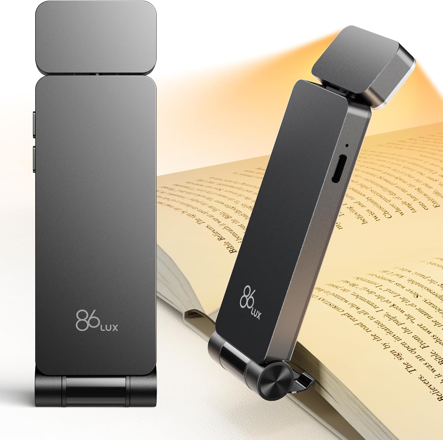 86lux Book Light, Rechargeable Reading Lights for Books in Bed