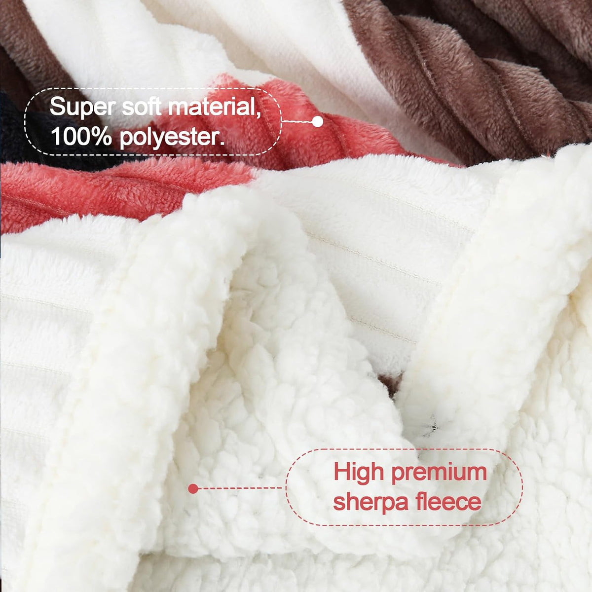 PU MEI Sherpa Blanket Twin Plaid Thick Bed Blanket, 60”*80” Super Soft Flannel Fuzzy Fleece Reversible Velvet Plush Warm Blanket for Couch (Black Red Check)