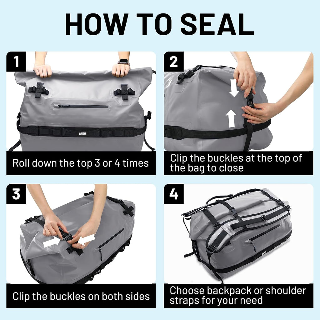 MIER Large Waterproof Duffel Bag - 60L/80L Dry Bag Backpack