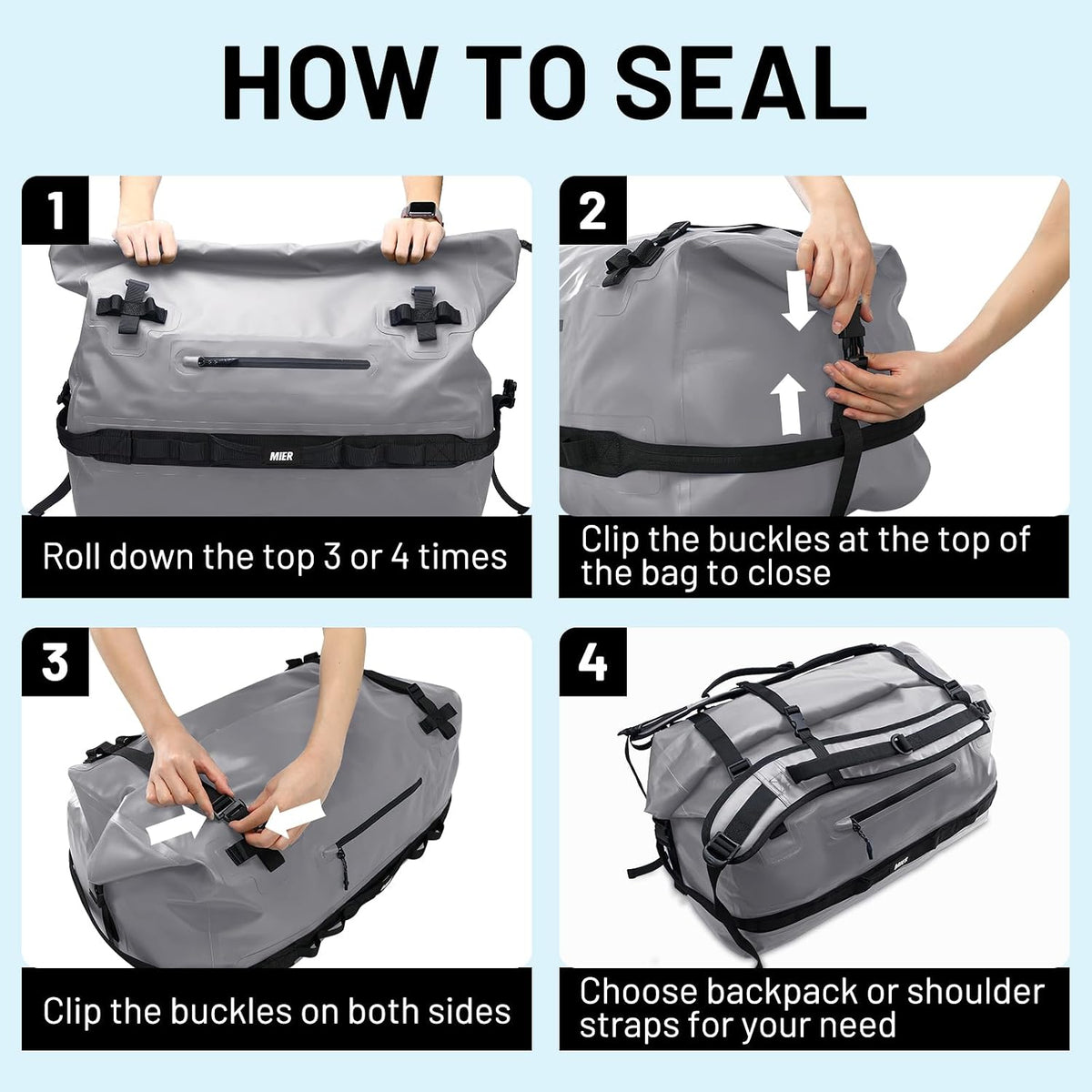 MIER Large Waterproof Duffel Bag - 60L/80L Dry Bag Backpack