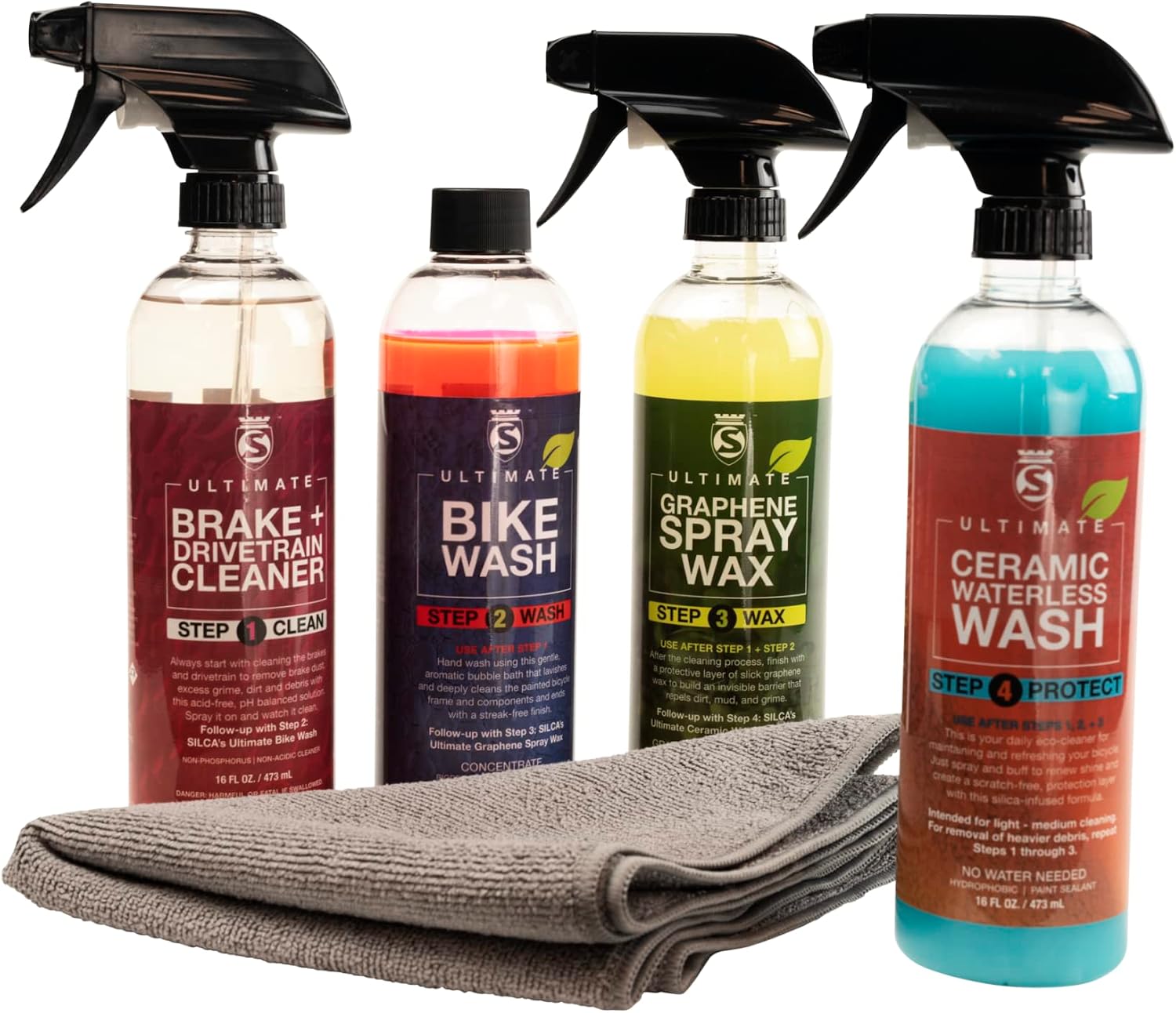 SILCA Ultimate SPA 4-Part Bike Cleaning Kit - Degrease, Wash, Seal, and Wax
