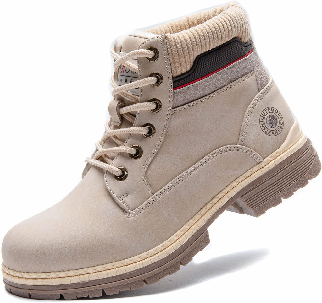 ANJOUFEMME Outdoor Hiking Boots for Women Waterproof - Womens Ankle Boots Lightweight Snow Winter Boots for Trekking Walking