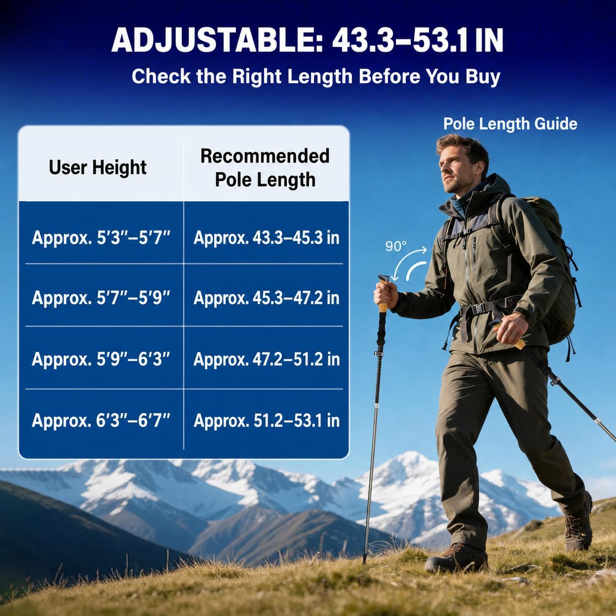 Folding Trekking Poles, Compact 13.8-Inch Hiking Poles 2-Pack