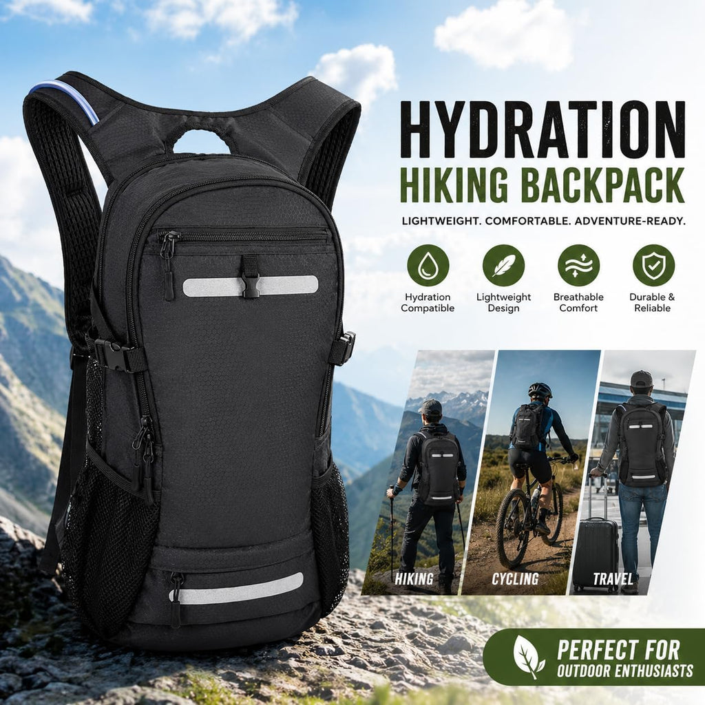 Zavothy 20L Multipurpose Hiking Backpack with 3L Water Bladder – Durable Hydration Backpack with Insulated Bladder Compartment, Hidden Helmet Holder & Rain Cover – for Hiking, Commuting, and Camping