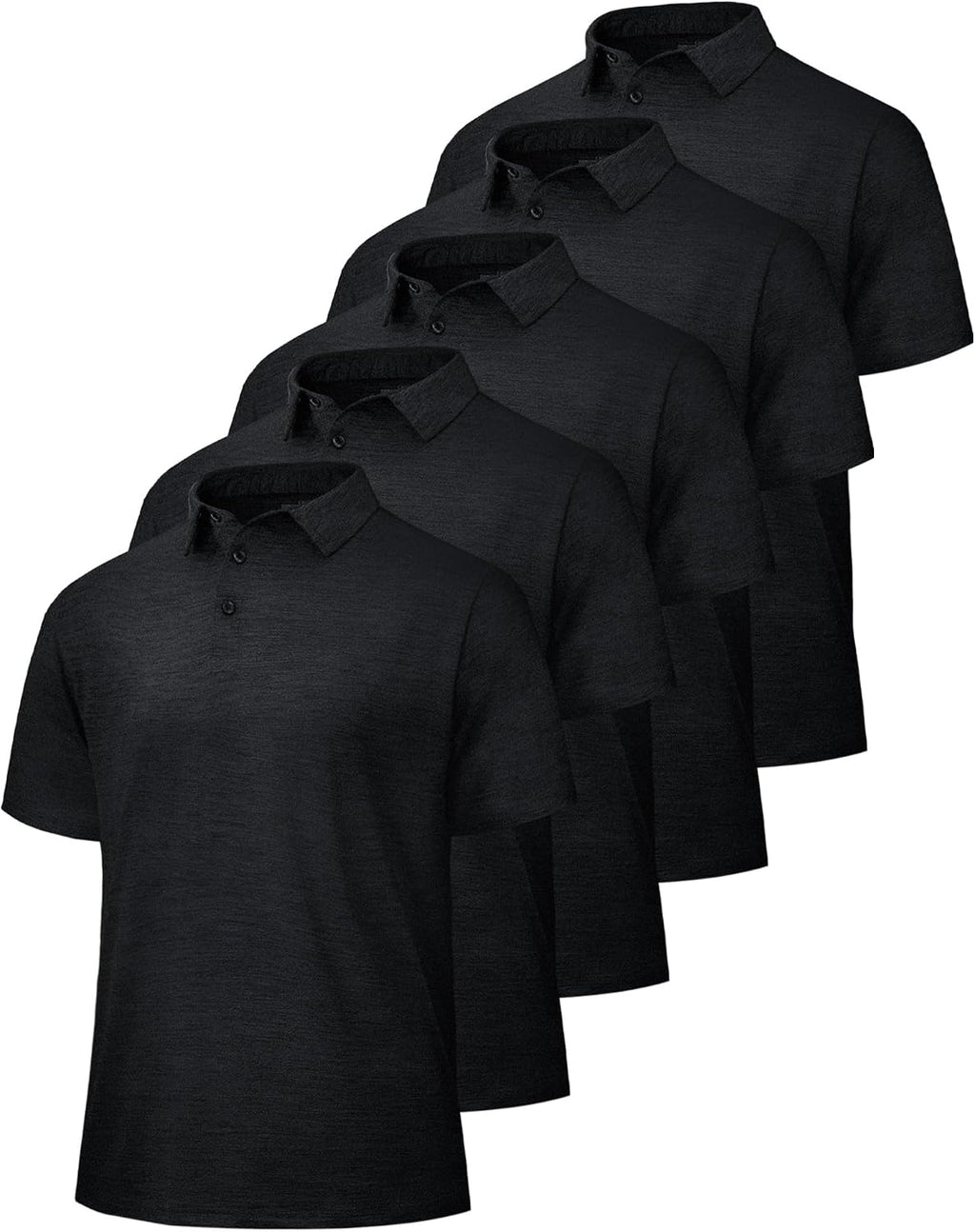 BOOJO 5 Pack Polo Shirts for Men - Quick Dry Moisture Wicking Performance Short Sleeve Mens Golf Shirts for Work Athletic