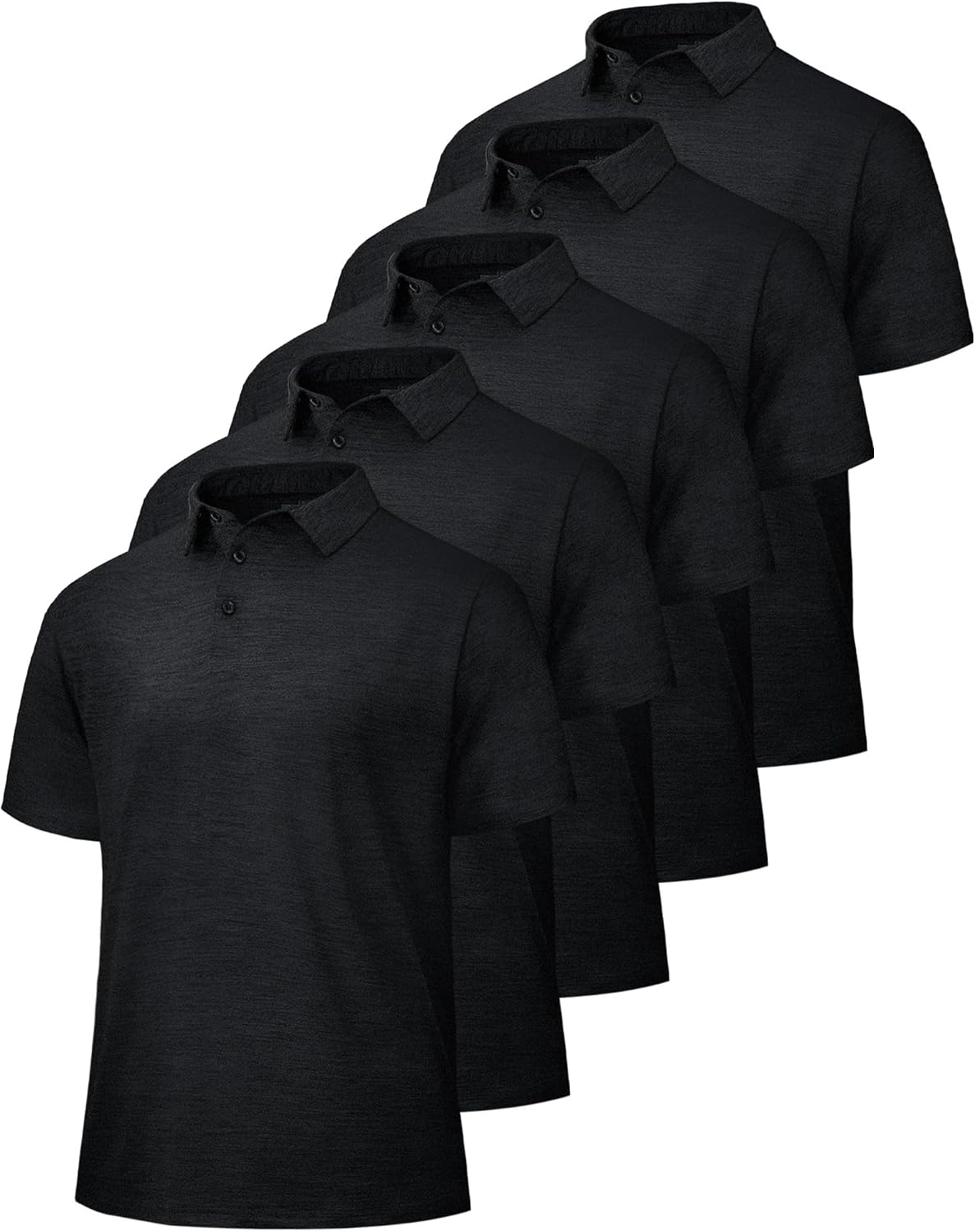BOOJO 5 Pack Polo Shirts for Men - Quick Dry Moisture Wicking Performance Short Sleeve Mens Golf Shirts for Work Athletic