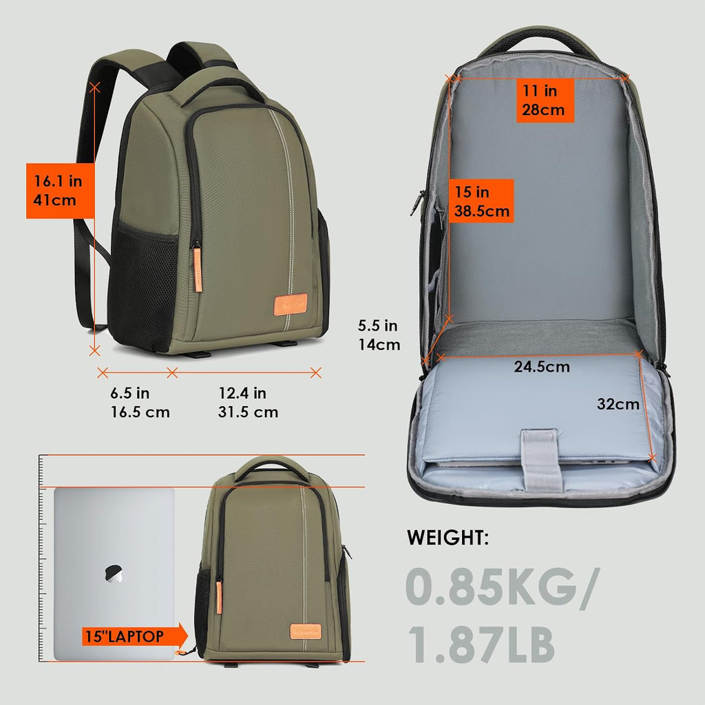 TARION Camera Backpack for Photographers Compact 15L, TB04 Green