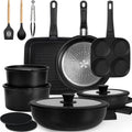 KIKCOIN 24-Piece Nonstick Pots and Pans Set, Cookware with Removable Handle