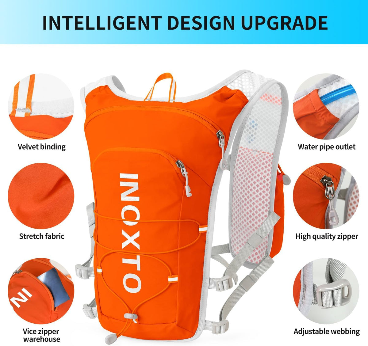 INOXTO Running Hydration Vest Backpack,Lightweight Insulated Pack with 1.5L Water Bladder Bag Daypack for Trail Hiking Running Cycling Race Marathon for Women Men