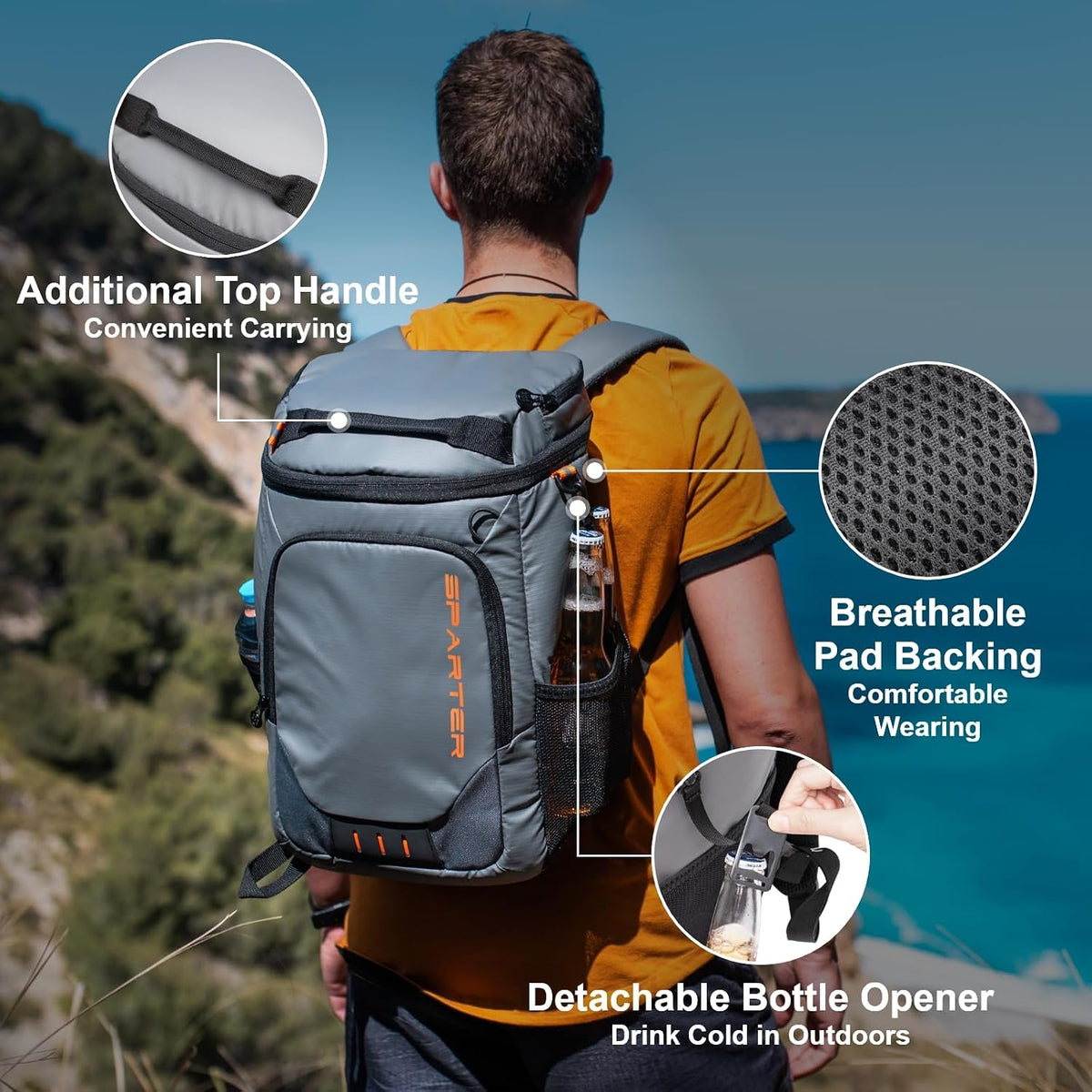 SPARTER Backpack Cooler Insulated 33/49 Can Leakproof Waterproof Bag Beach