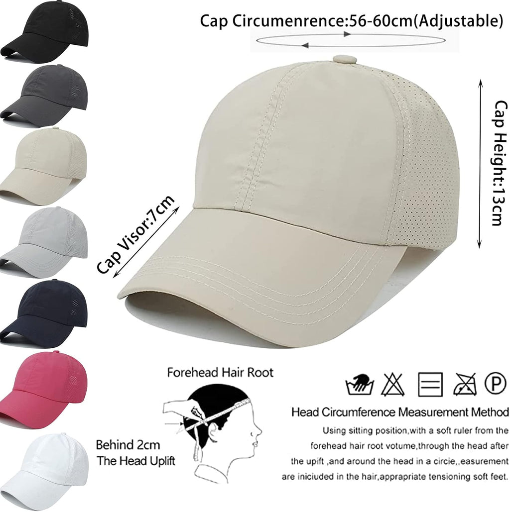 Womens Ponytail Hat Baseball Cap, Adjustable Criss Cross Baseball Cap High Bun Unisex Quick Drying Trucker Hats