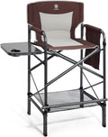 EVER ADVANCED 30.7" Seat Height Directors Chair for Makeup Artist with Side Table Easy Get in Out for Elderly Tall Camping Chair Supports 350lbs Red