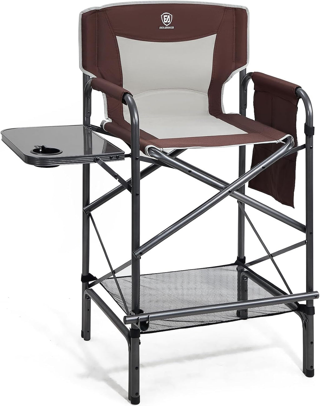EVER ADVANCED 2 Pieces 31" Tall Portable Makeup Artist Chair for Clients Directors Chair with Two Side Tables, Foldable Folding Chair for MUA, Craft Shows, Hair Stylist, Salons, Movie 350LBS Green