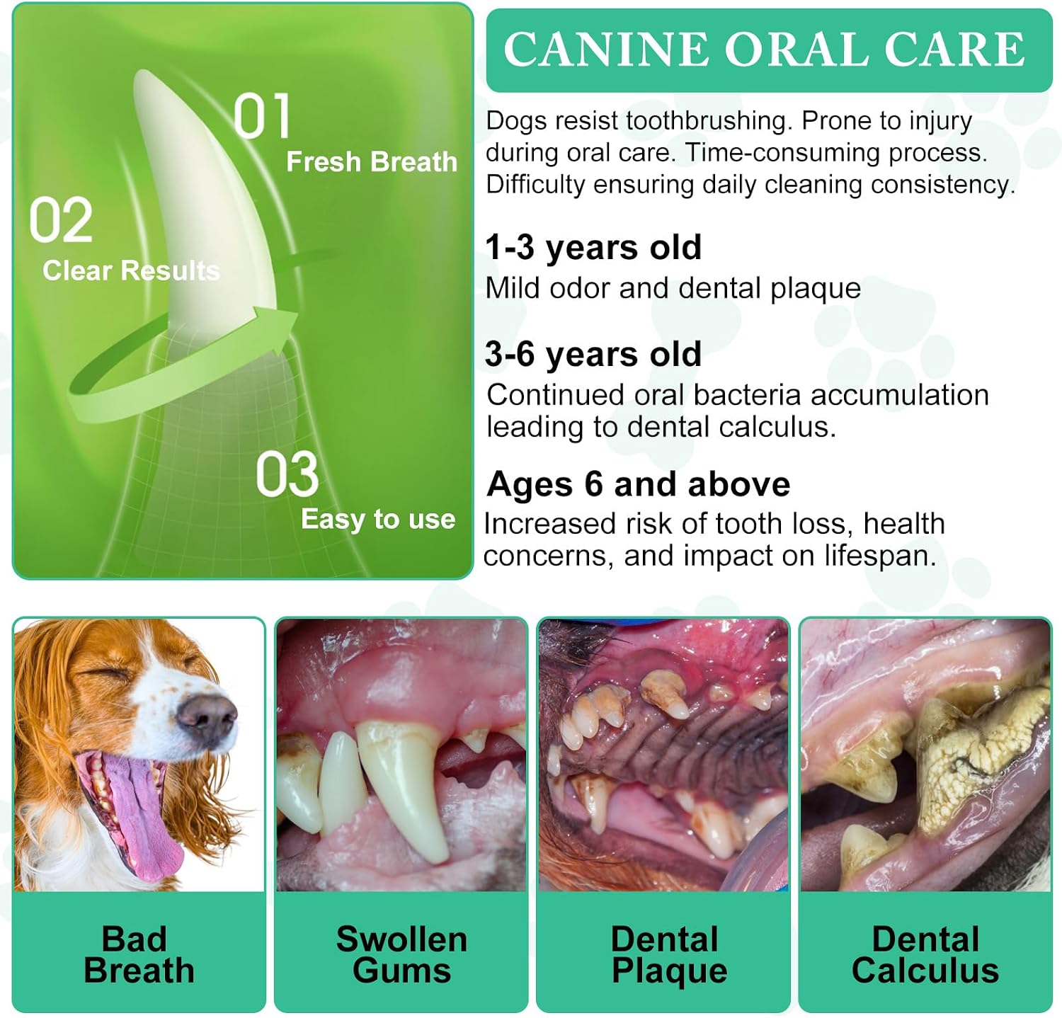 ARMOYA Dog Dental Powder - Teeth Cleaning Powder for Dogs - Dog Dental Care - Plaque & Bad Breath Off P-owder D-og - D-ental Care Supplies for Small - Medium - Large Do-gs