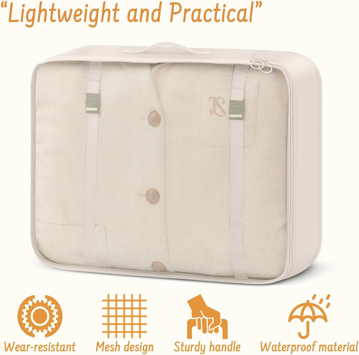 9 Set Packing Cubes for Travel Essentials - Lightweight Carry-On Luggage Organizer Bags with Shoe, Clothes & Laundry Bags for Airplane, Family & Business Travel, Beige