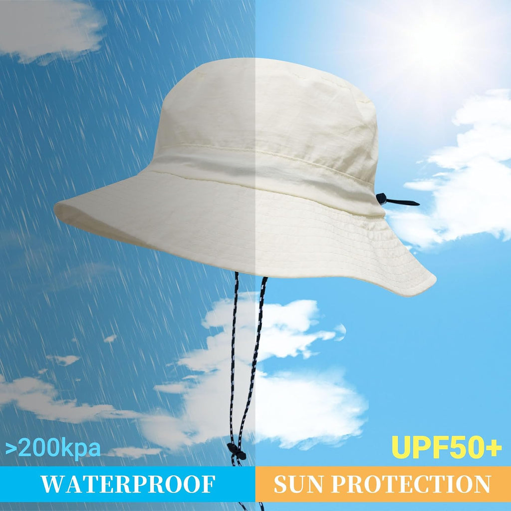NPJY Packable Sun Bucket Hat for Women Outdoor Waterproof Rain Hat