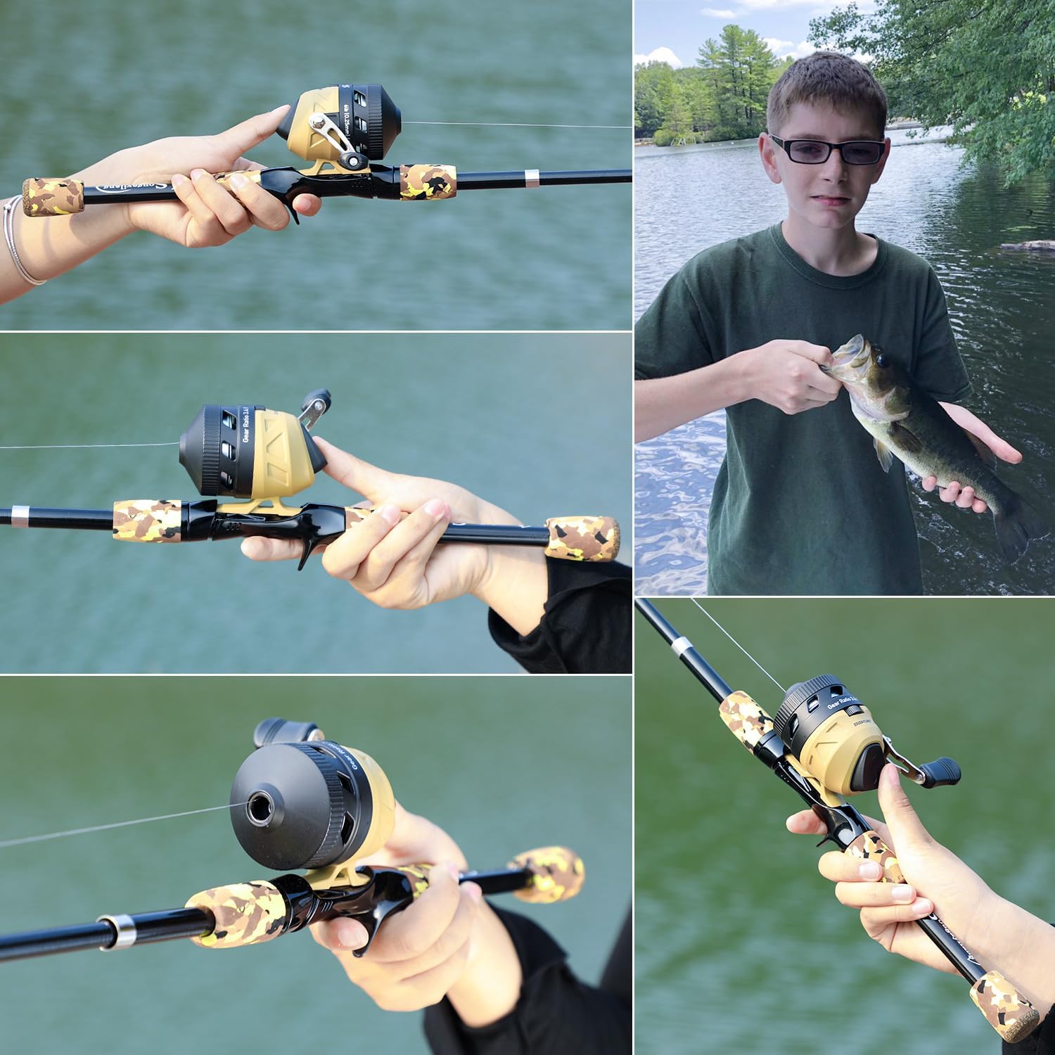 Sougayilang Fishing Rod and Reel Combo,Light Weight Fishing Pole with Spincast Fishing Reel Tackle Bag Lures Good Starter Fishing Kit