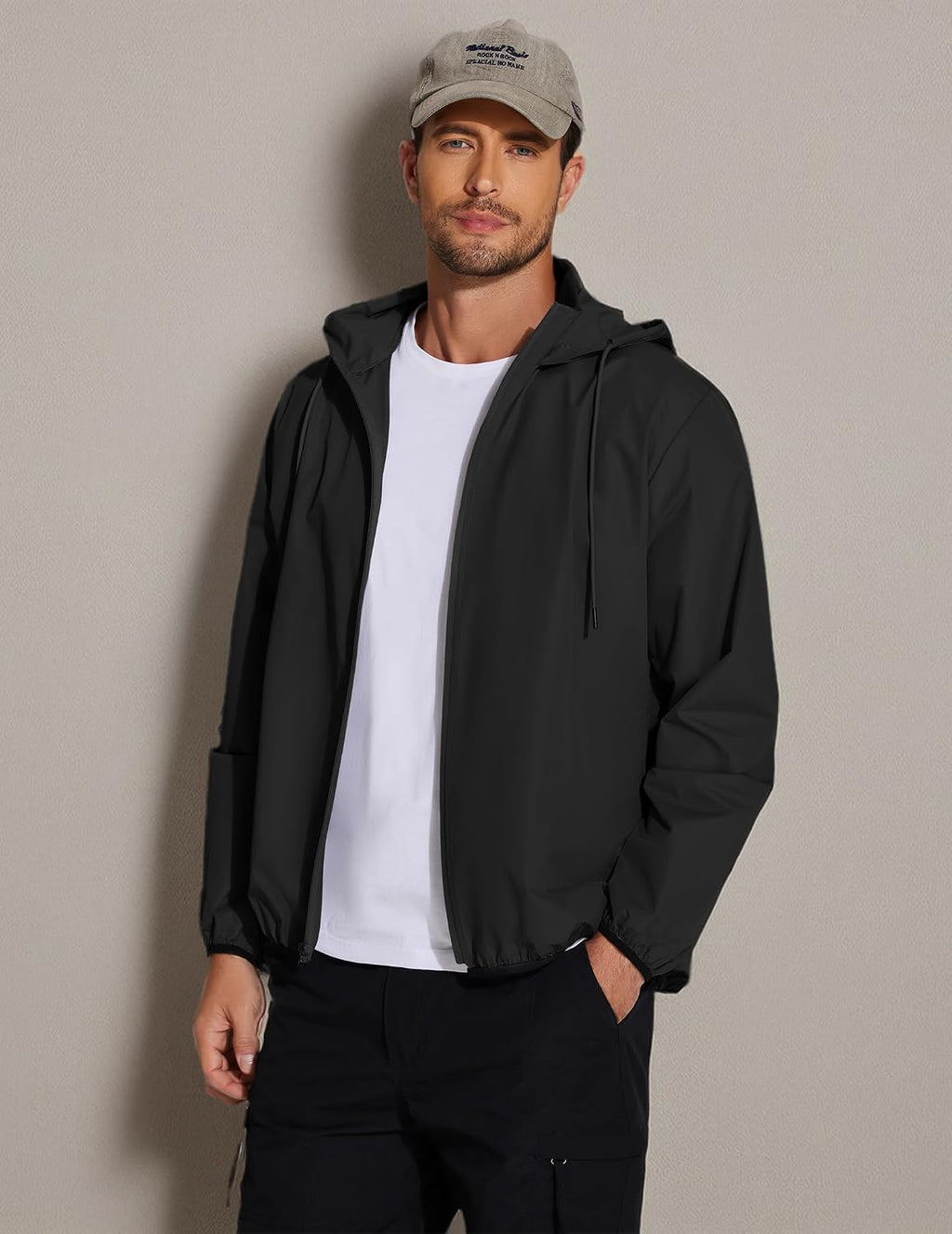 COOFANDY Men's Light Rain Jacket Packable Waterproof Raincoat Windbreaker