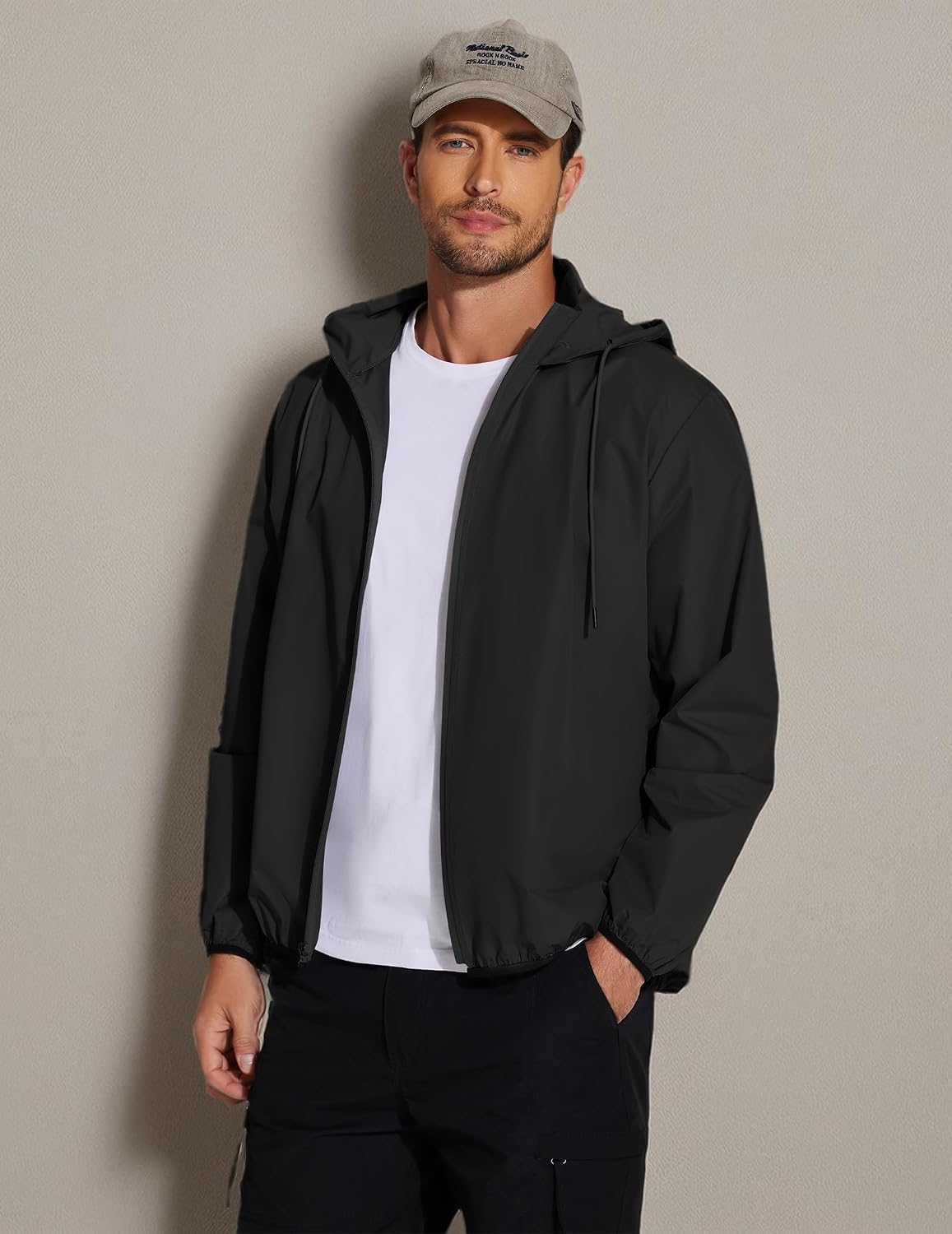 COOFANDY Men's Light Rain Jacket Packable Waterproof Raincoat Windbreaker