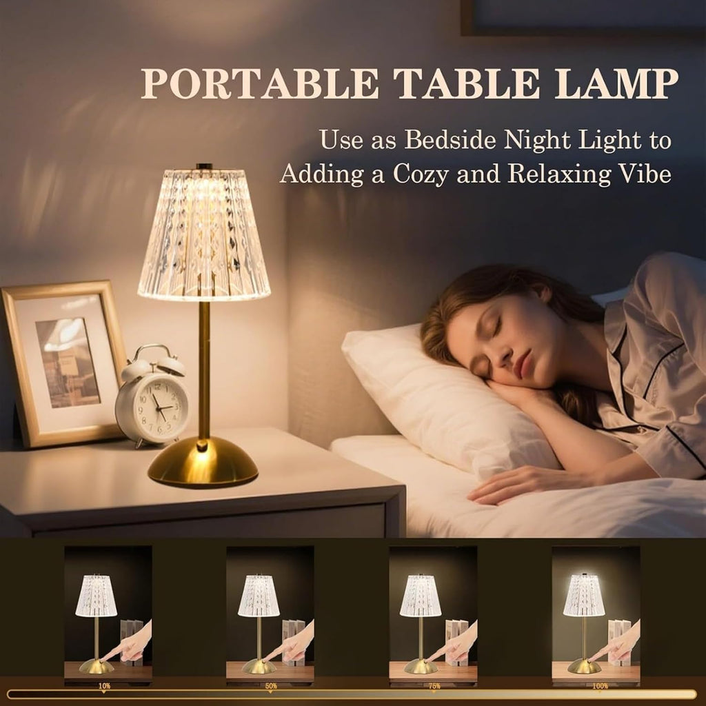 2 Pcs Cordless Rechargeable Table Lamp, Touch Dimming, 3 Color Modes