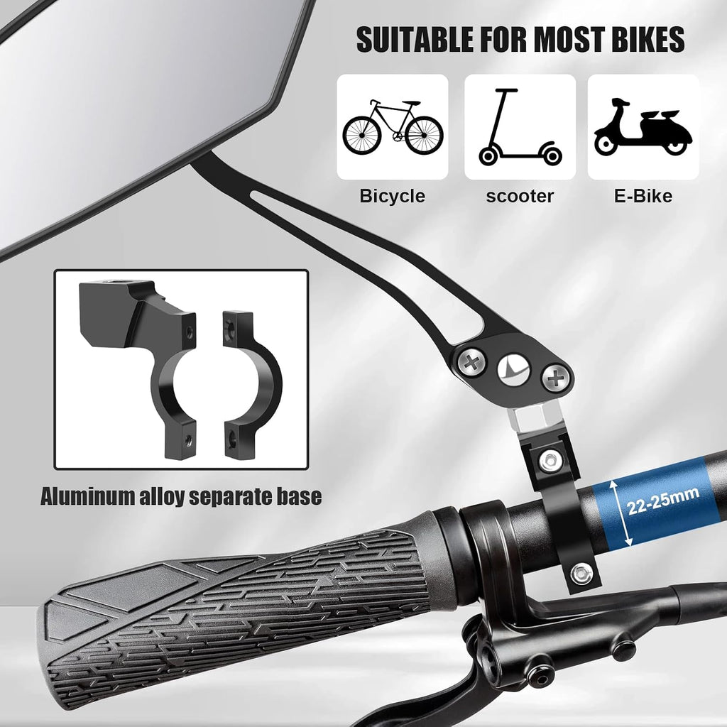 Diyife Bike Mirrors, 2 Pcs HD Version Large Bicycle Mirrors for Handlebars