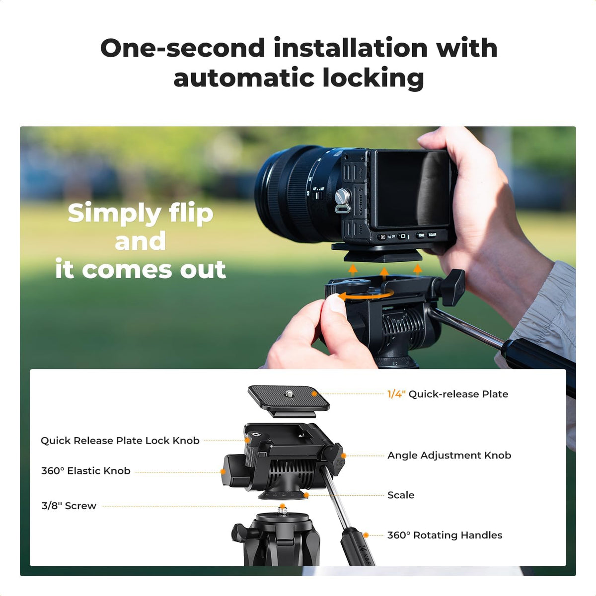K&F CONCEPT 68" Camera Tripod Lightweight Portable DSLR Tripods