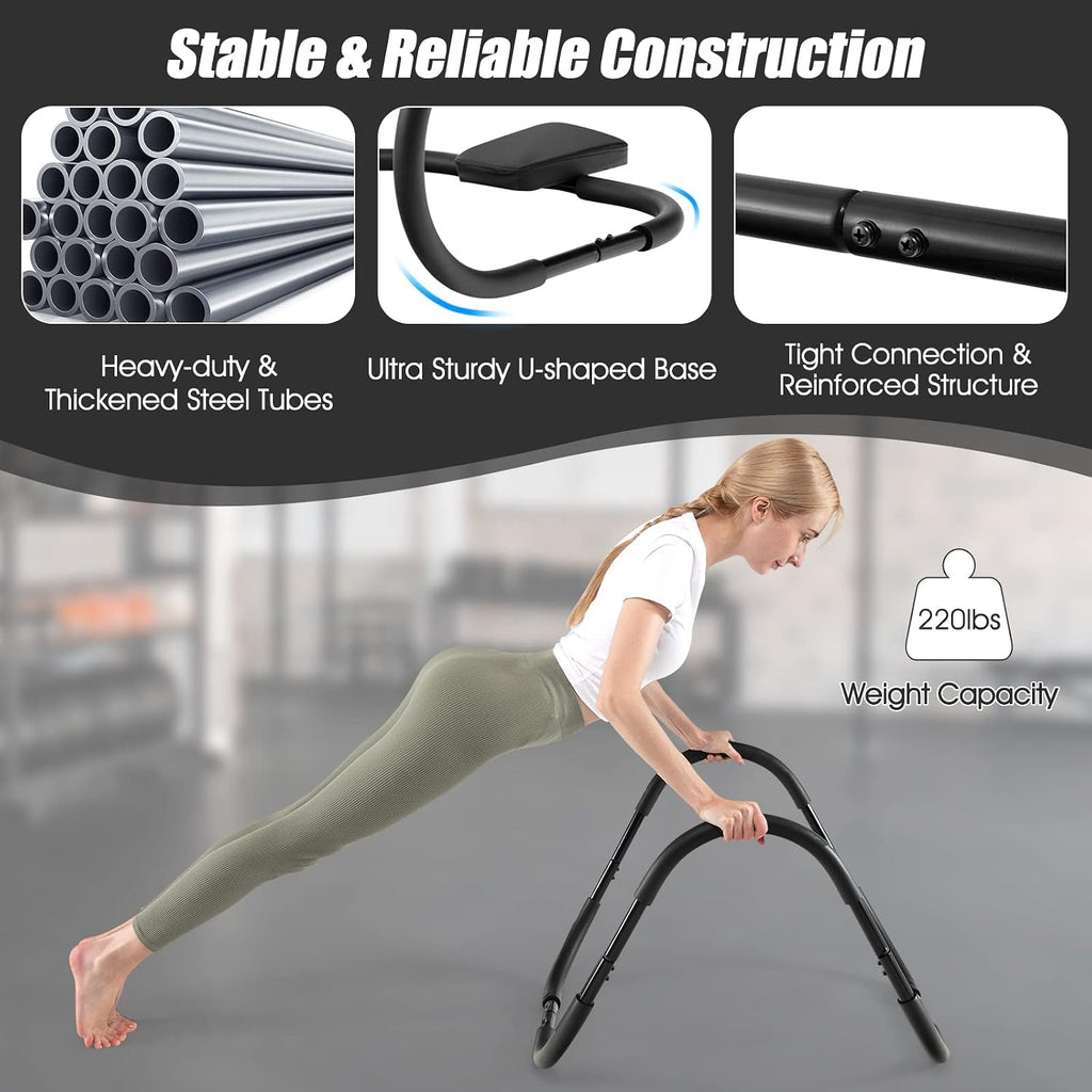 GYMAX Ab Cruncher, Abdominal Trainer Sit up Assistant Roller with Padded Headrest, Fitness Exercise Training Machine for Core Muscle, Home Gym Portable Ab Mat Trainer (Black)