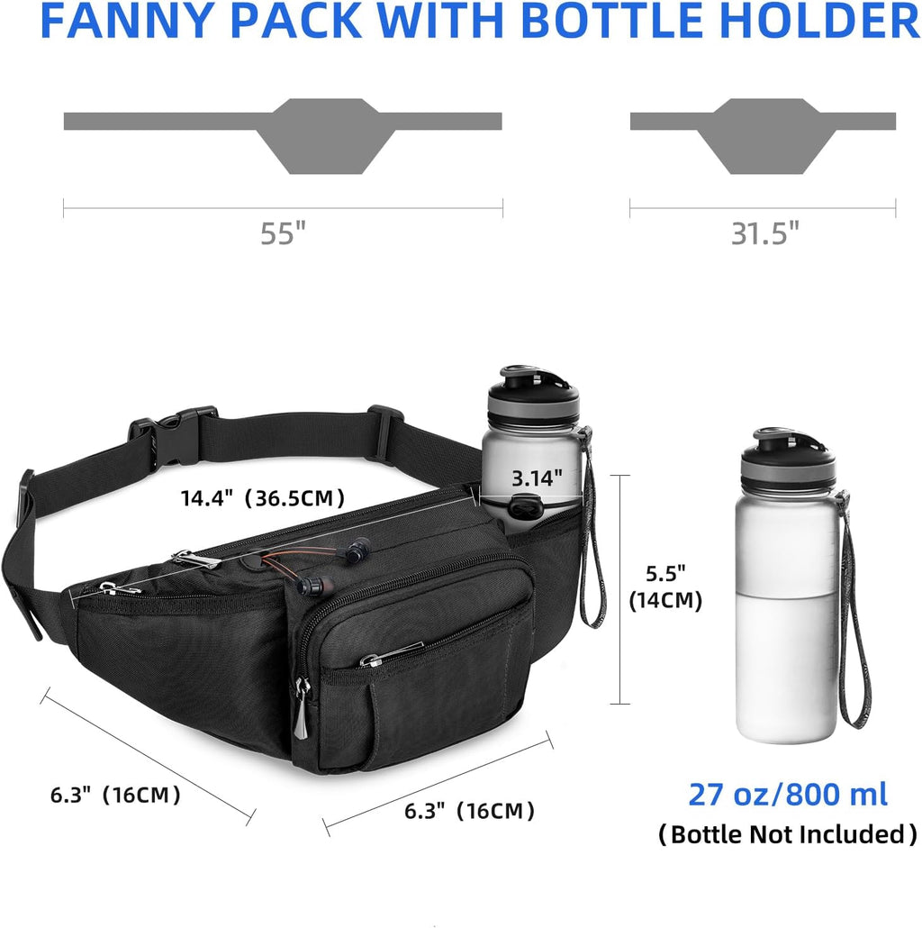 NOOLA Fanny Pack with Water Bottle Holder, Hiking Waist Bag for Men Women