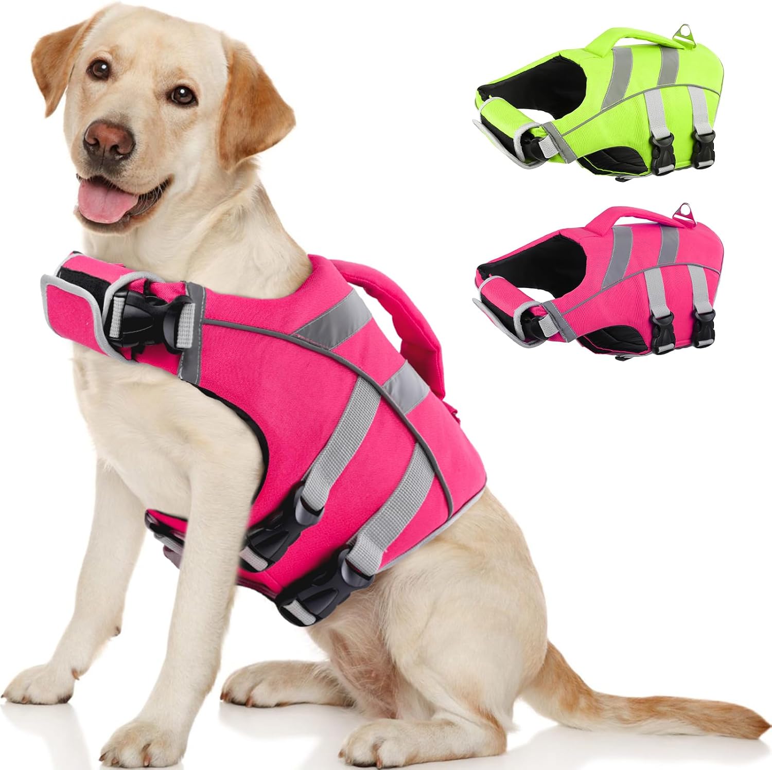 Kuoser Reflective Dog Life Jacket, Dog Life Vest for Swimming Boating
