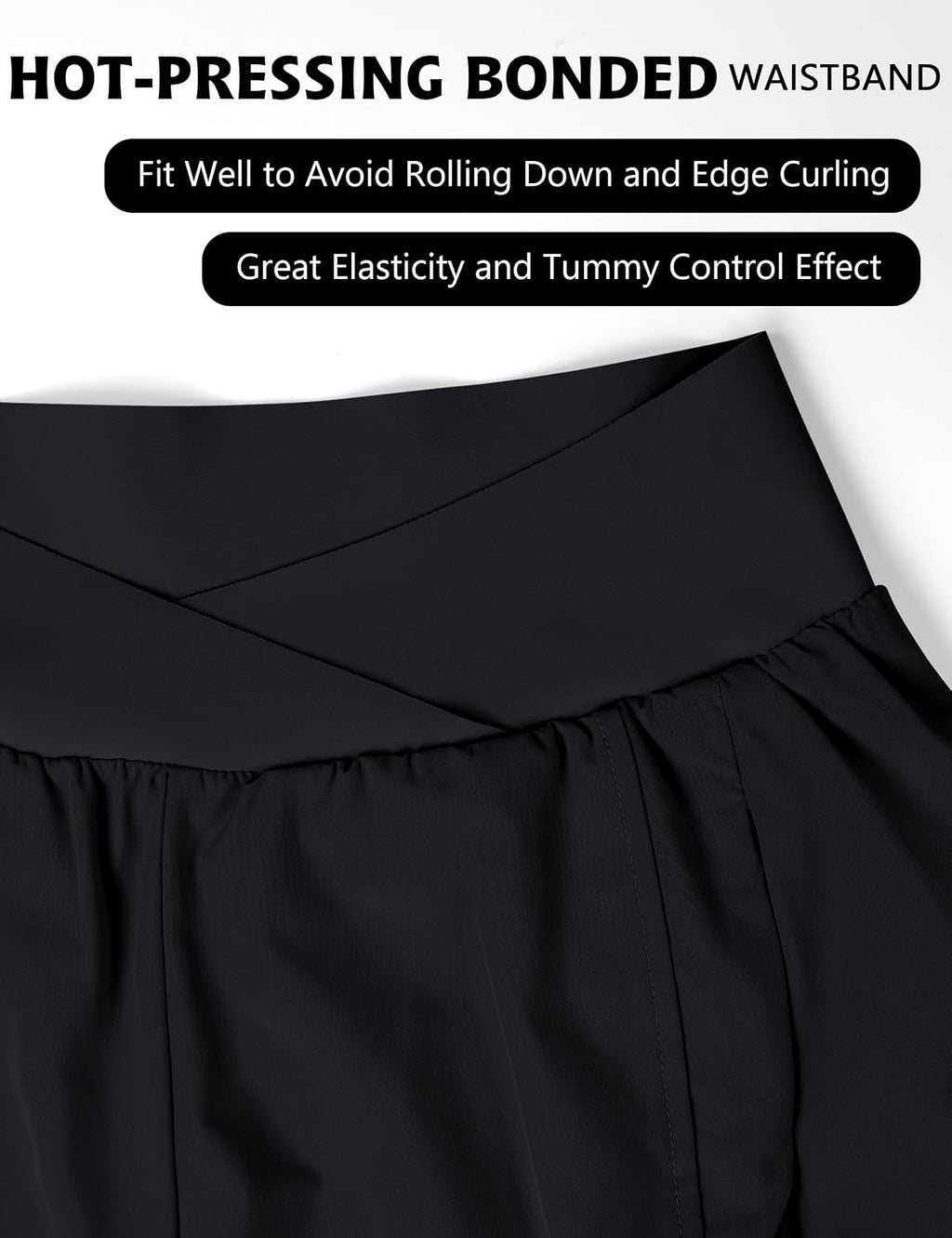 Blooming Jelly Women's Athletic Running Shorts Crossover Gym Workout Shorts
