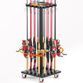 Fishing Rod Holder Rack with 360° Rotating Base – 16 poles Capacity,multi-purpose Rod Storage Rack,Easy Install & Durable Wooden Vertical Fishing Pole Holders for Ground,Black