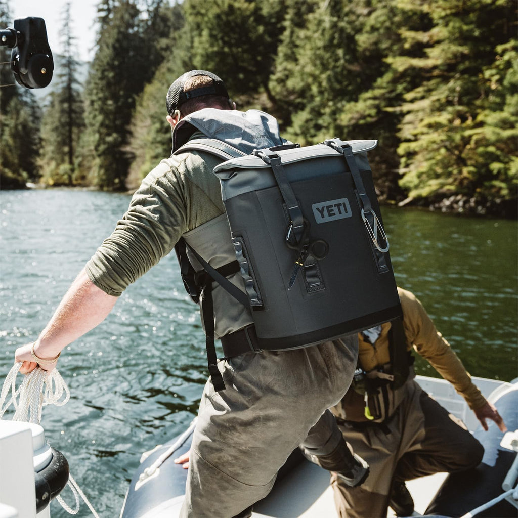 YETI Hopper M12 Backpack Soft Sided Cooler with MagShield Access, Classic Navy with ICE Block Refreezable Reusable Cooler Ice Pack, 1 lb