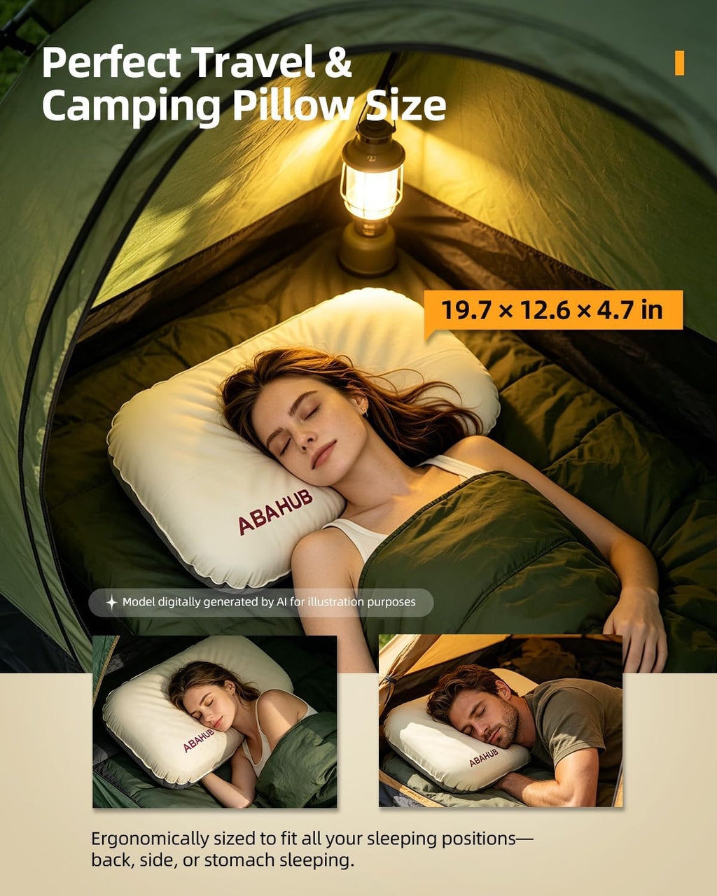 Abahub Ultralight Inflatable Camping Pillow with Memory Foam