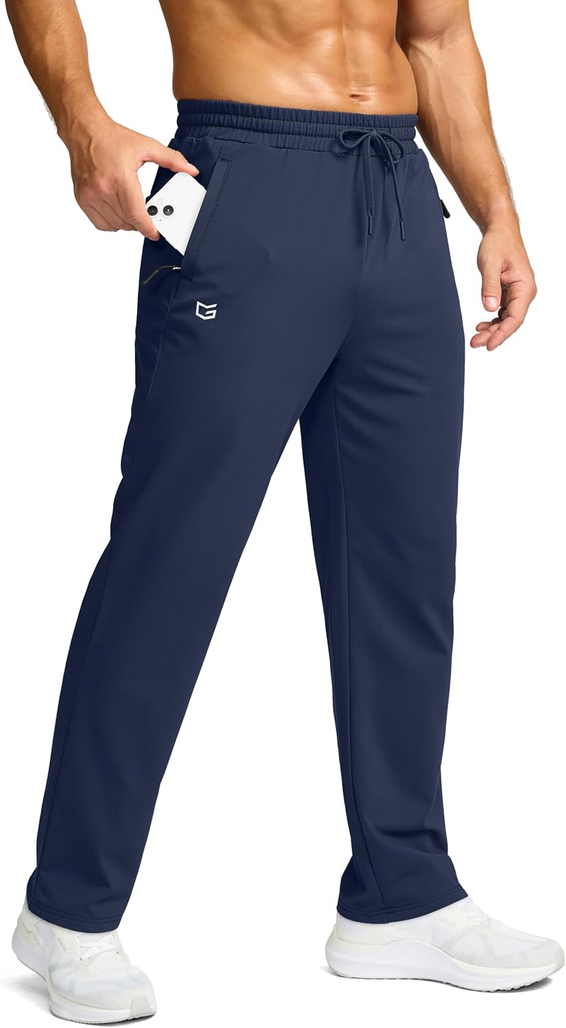 G Gradual Men's Fleece Lined Pants with 3 Zipper Pockets Water Resistant Winter Warm Hiking Pants Athletic Sweatpants for Men