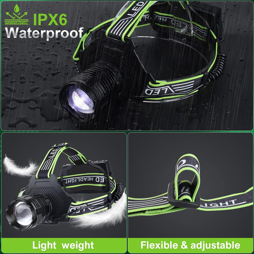 Bud K Rechargeable LED Headlamp, 1000 Lumens Super Bright Headlamp Flashlight with Motion Sensor, 5 Modes, 135°Adjustable, IPX7 Waterproof Head Lamp for Camping, Running, Climbing, Hiking